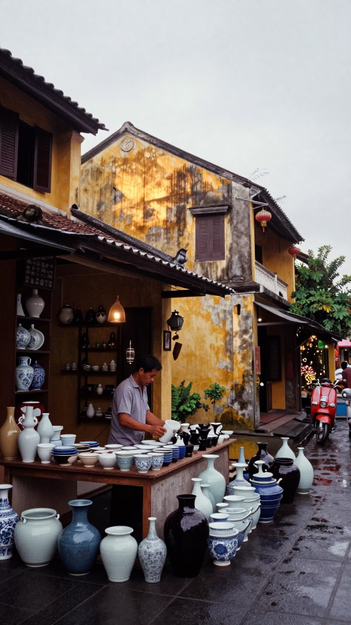Arranging Ceramics in Hoi An in in Hoi An, Vietnam