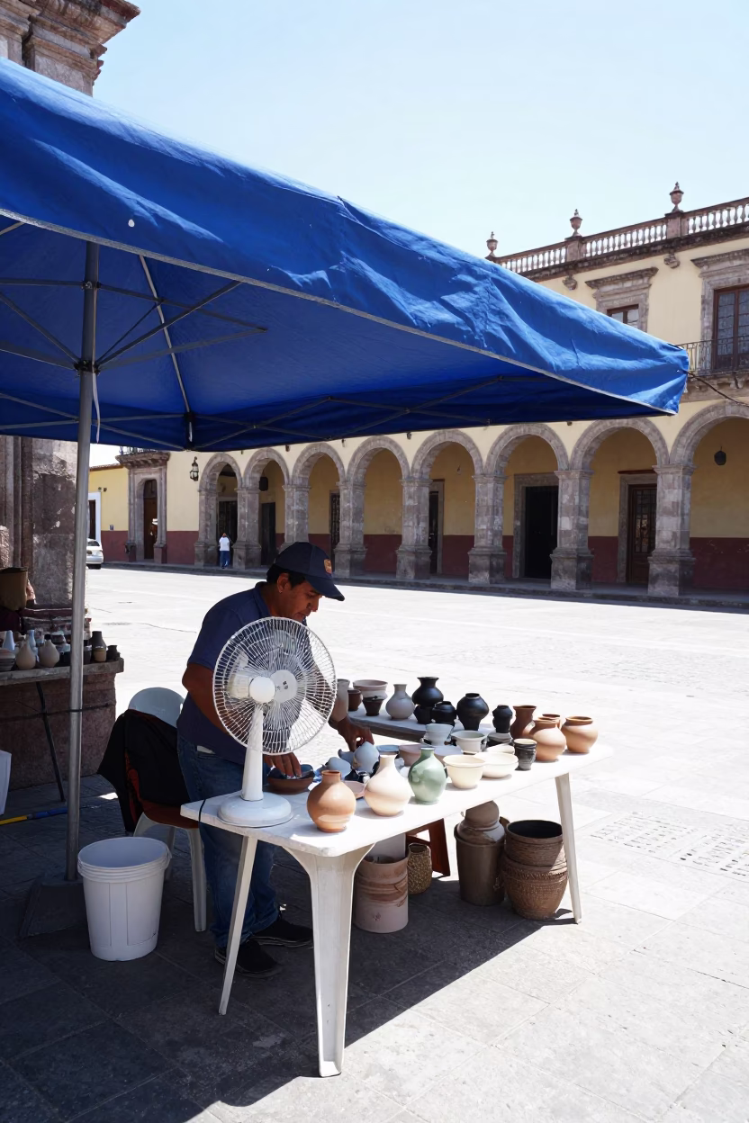 Arranging Ceramics in Merida in in Merida, Mexico