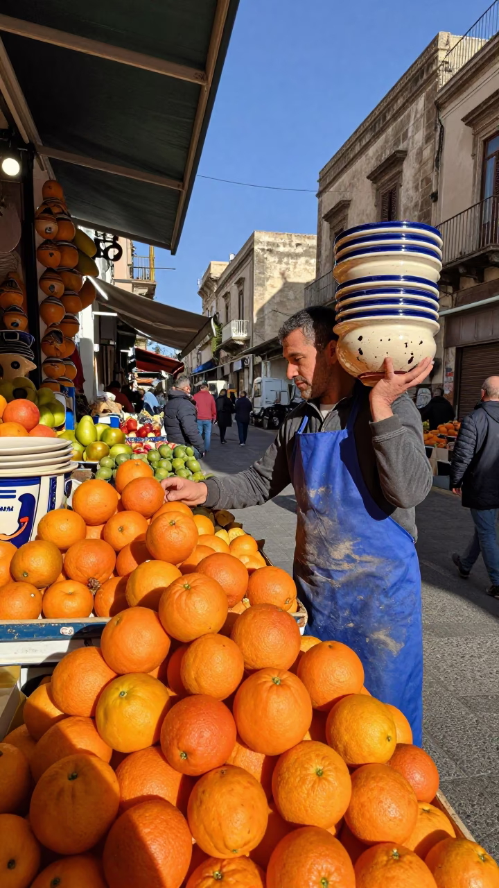 Arranging Ceramics in Palermo in in Palermo, Italy