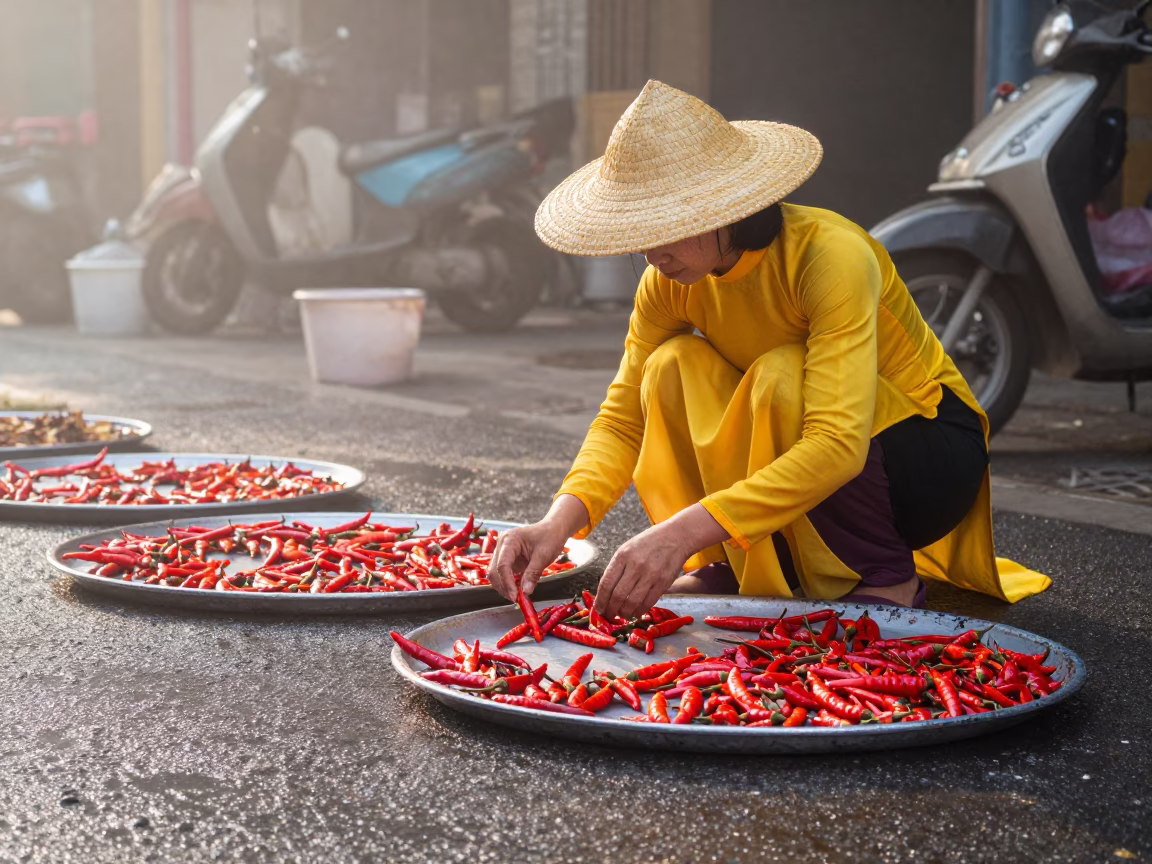 Arranging Chilies in Hanoi in in Hanoi, Vietnam
