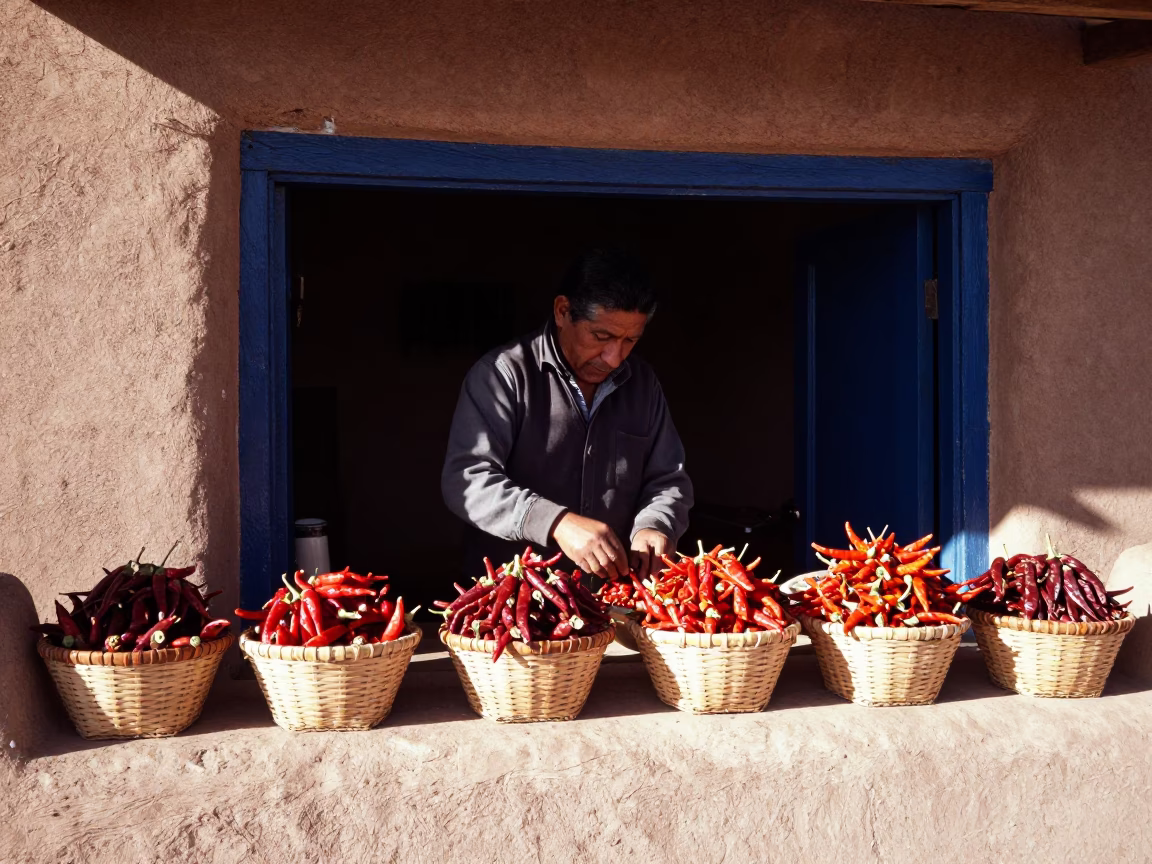 Arranging Chilies in Santa Fe in in Santa Fe, New Mexico, United States
