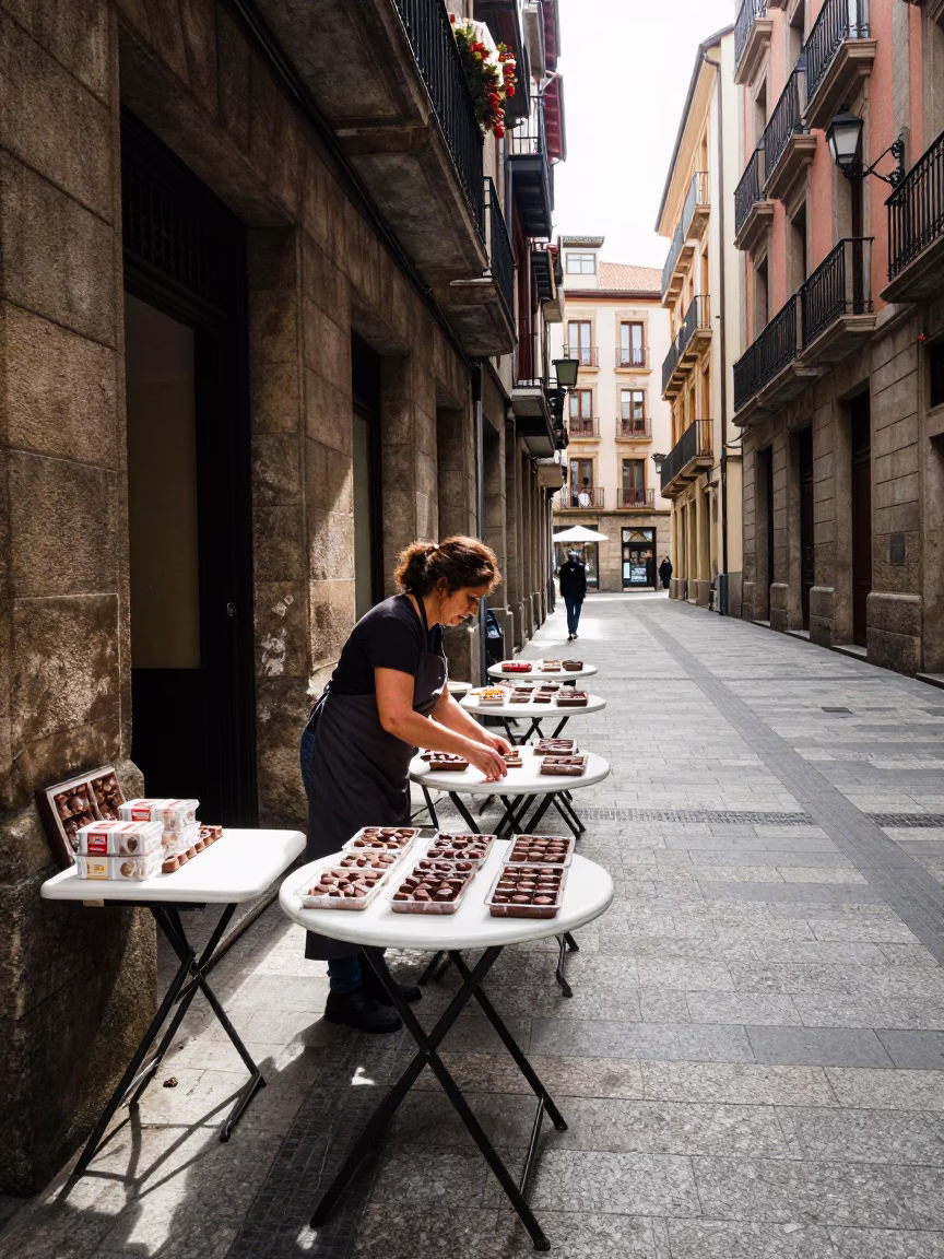 Arranging Chocolates in Bilbao in in Bilbao, Spain