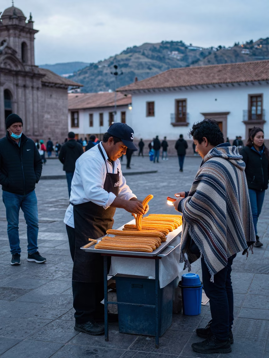 Arranging Churros in Cusco in in Cusco, Peru