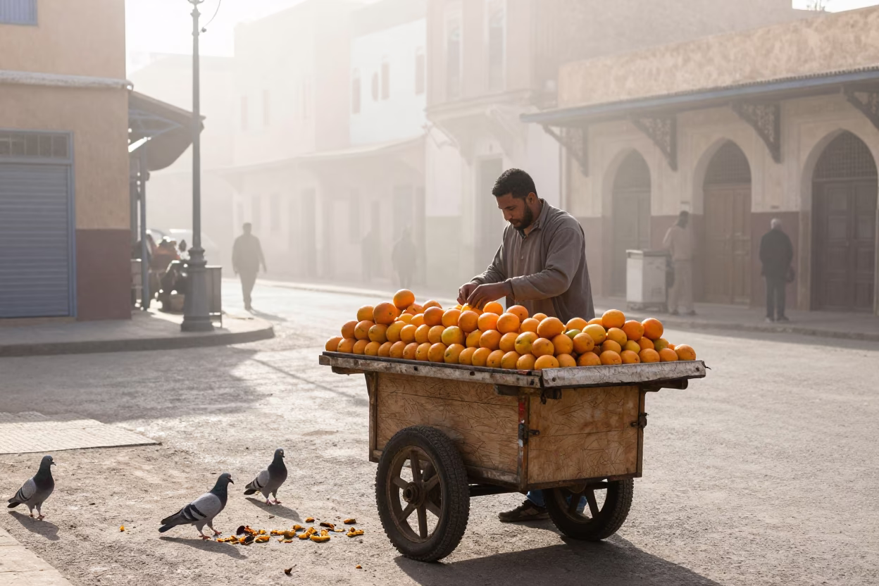 Arranging Citrus in Casablanca in in Casablanca, Morocco