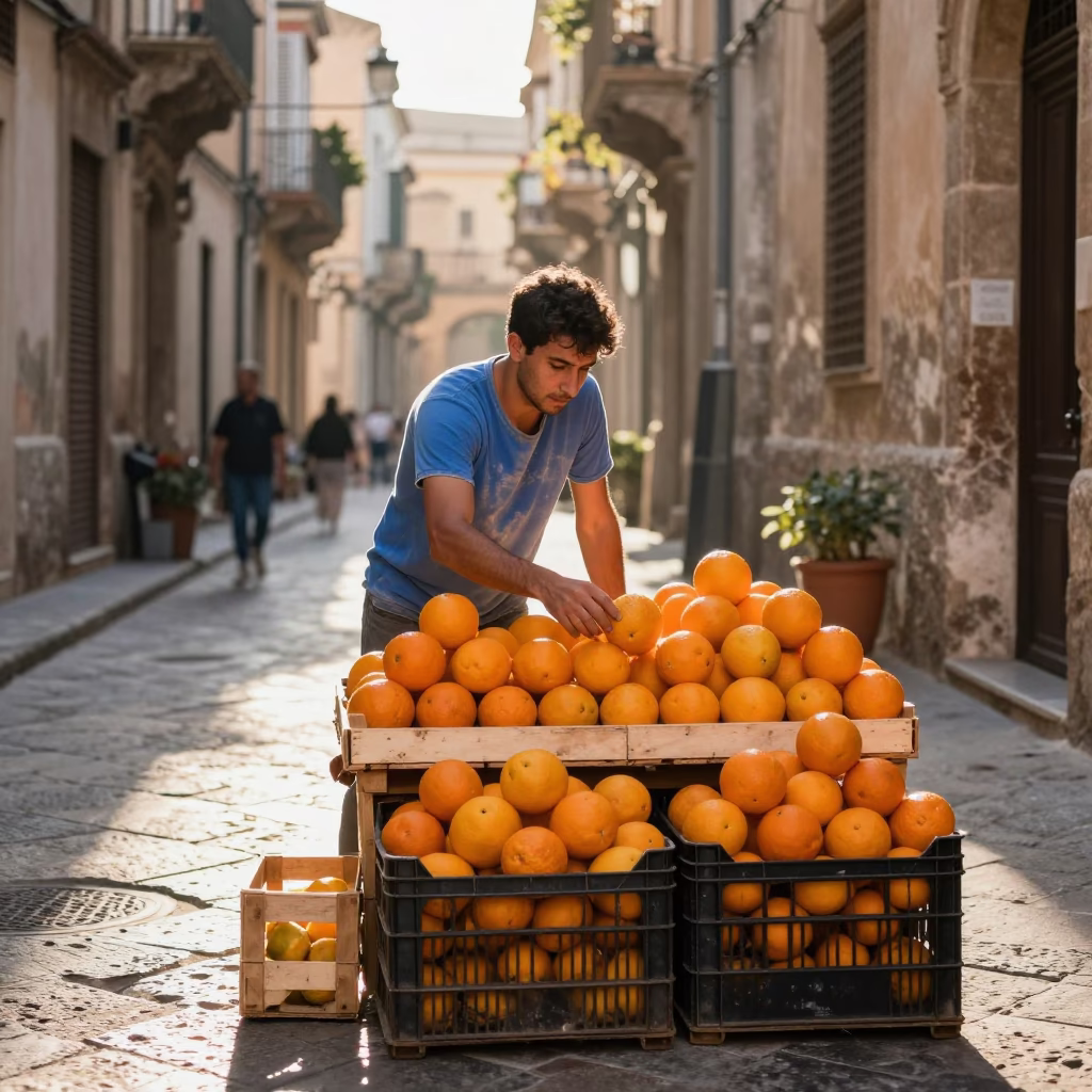Arranging Citrus in Palermo in in Palermo, Italy