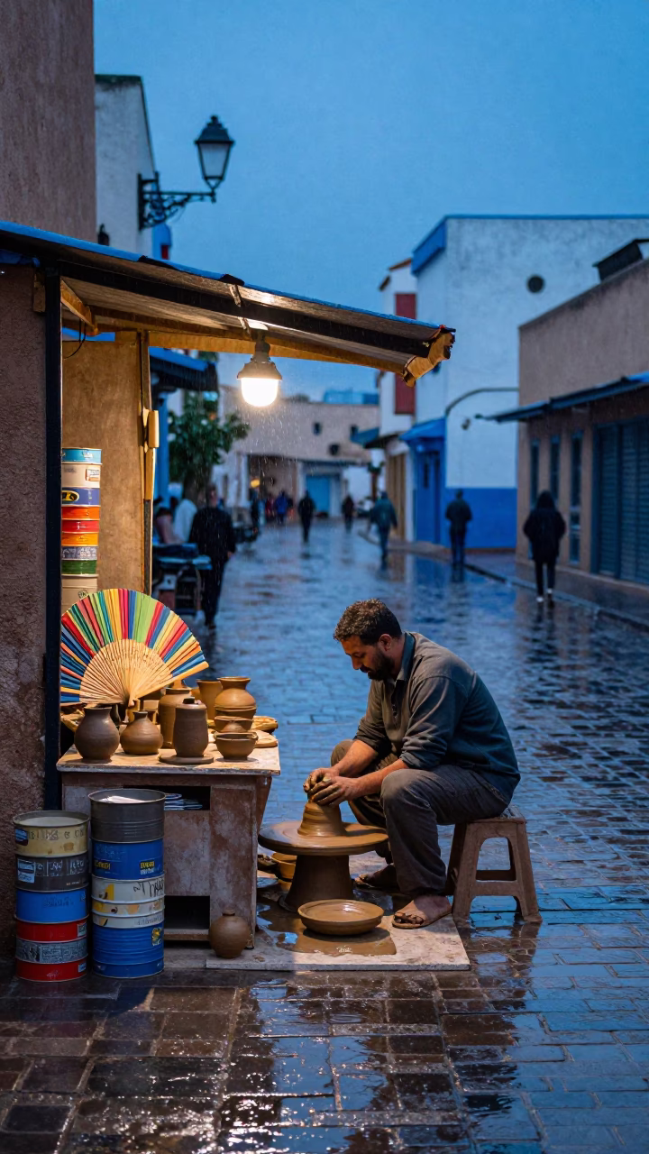 Arranging Clay in Essaouira in in Essaouira, Morocco
