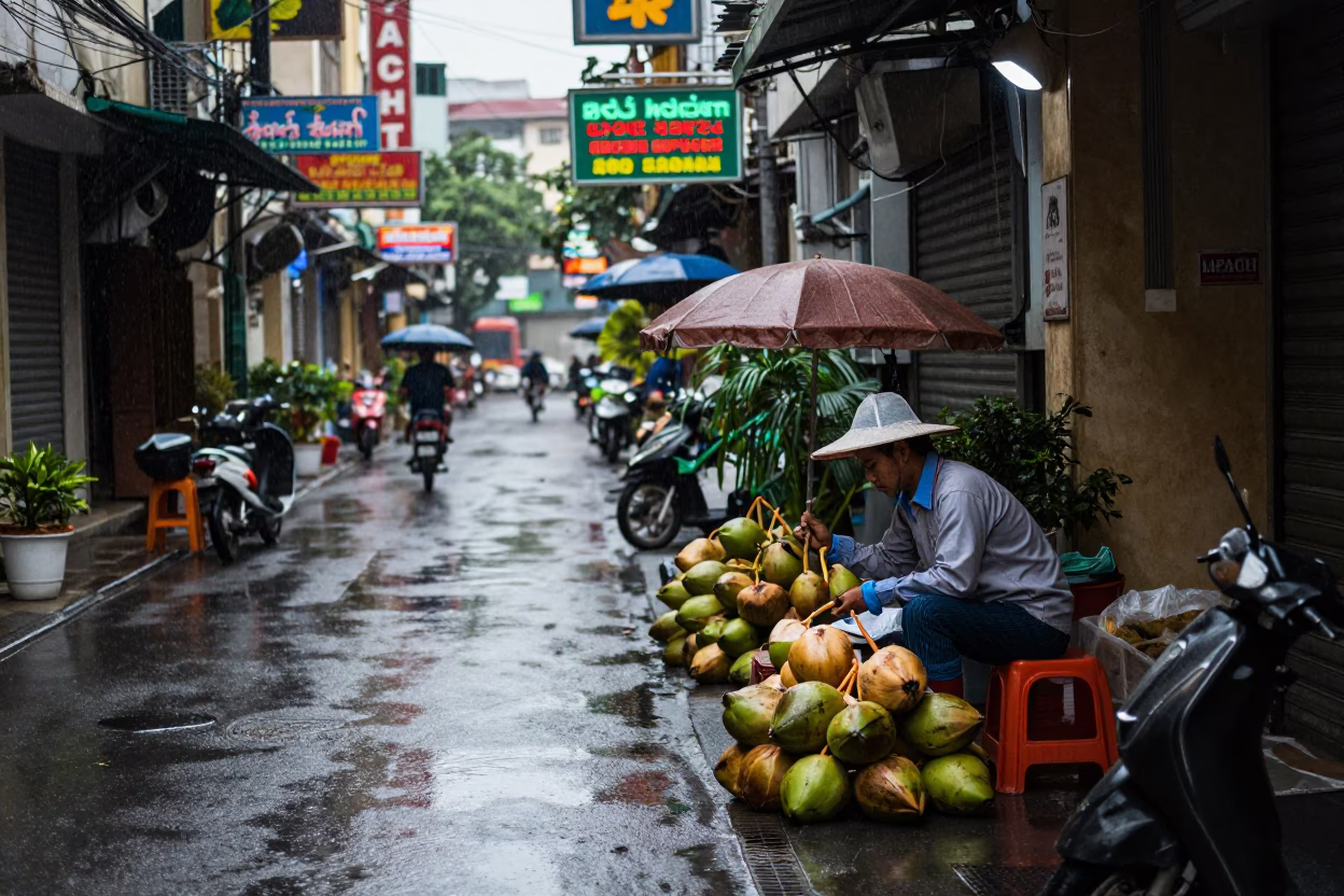 Arranging Coconuts in Ho Chi Minh City in in Ho Chi Minh City, Vietnam