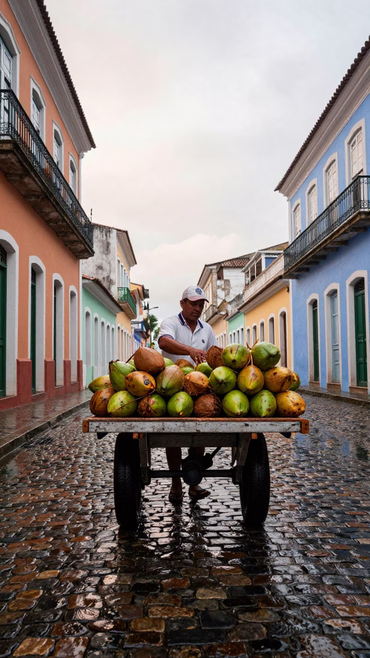 Arranging Coconuts in Salvador in in Salvador, Brazil