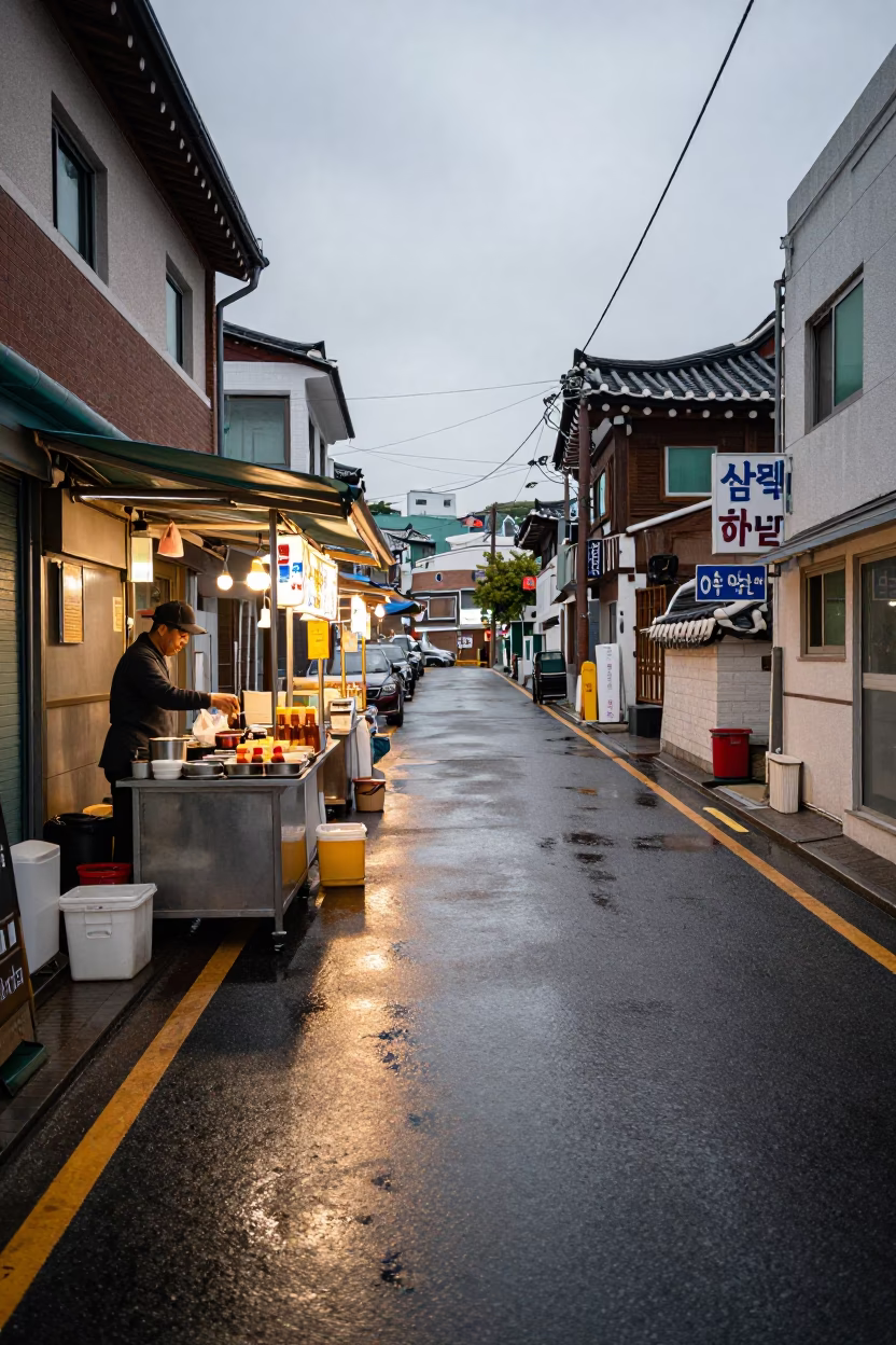 Arranging Condiments at First Light in Busan in in Busan, South Korea