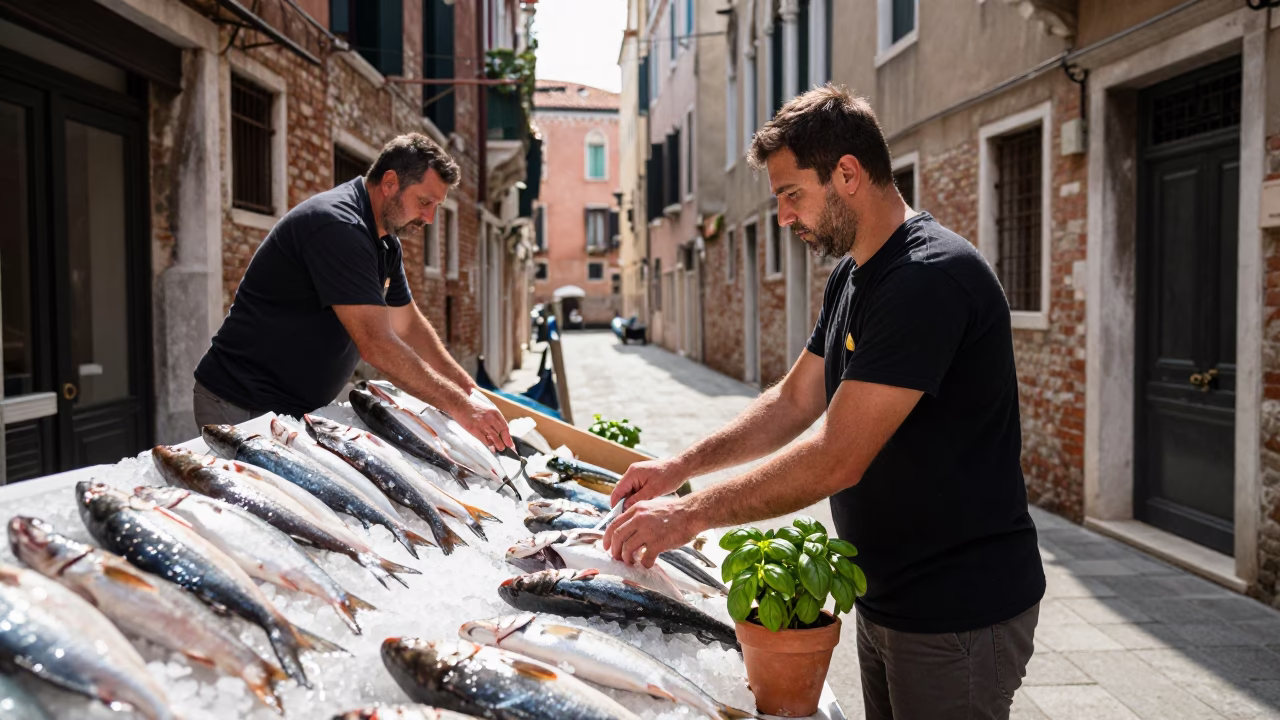 Arranging Display in Venice in in Venice, Italy