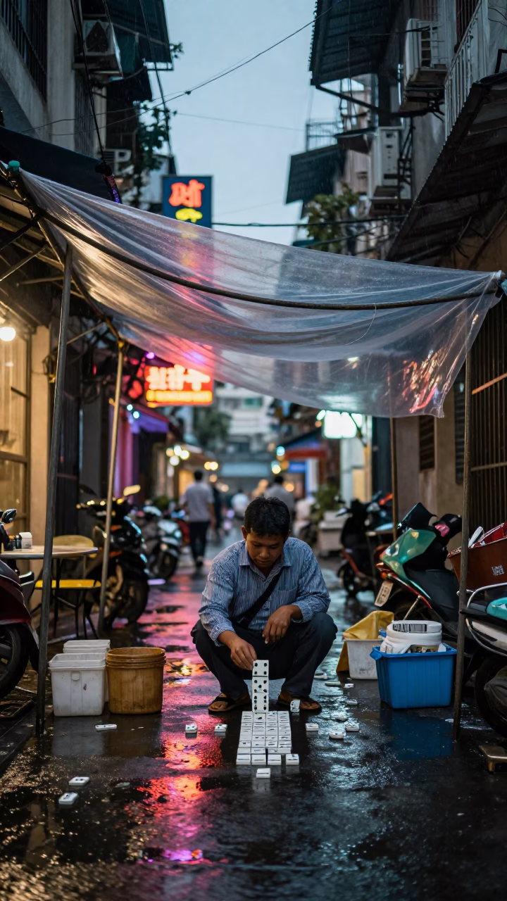 Arranging Dominoes in Ho Chi Minh City in in Ho Chi Minh City, Vietnam