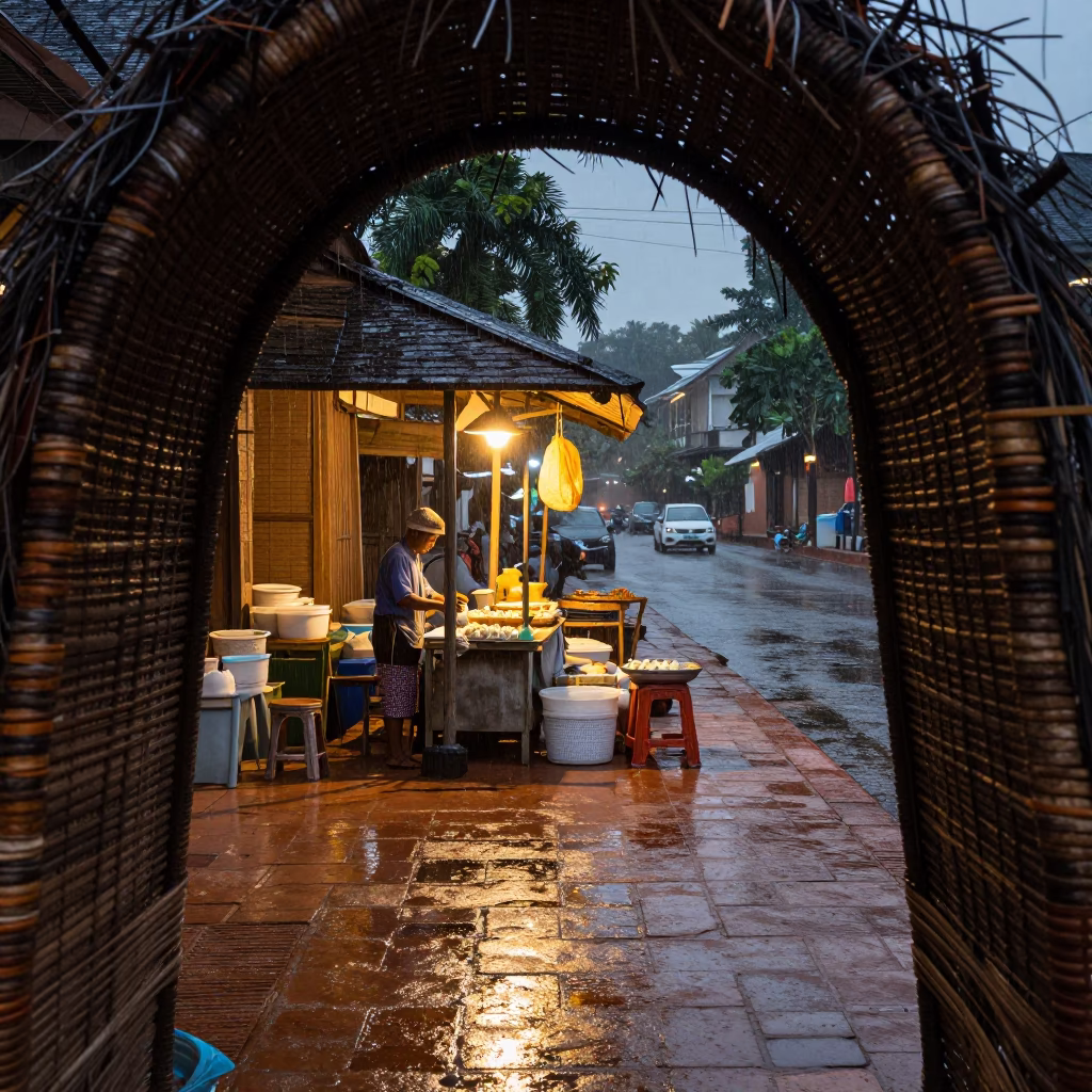 Arranging Dumplings in Luang Prabang in in Luang Prabang, Laos