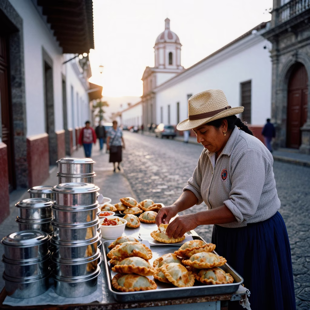 Arranging Empanadas in Quito in in Quito, Ecuador