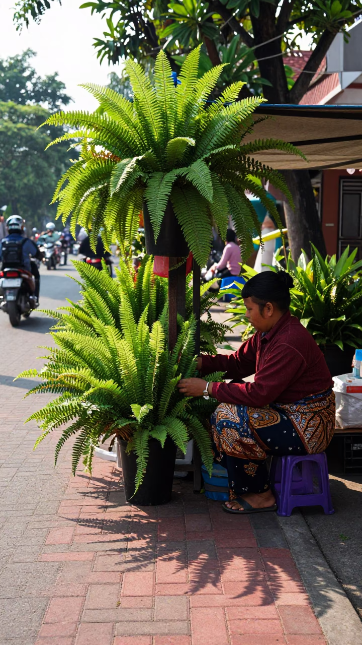 Arranging Ferns in Yogyakarta in in Yogyakarta, Indonesia