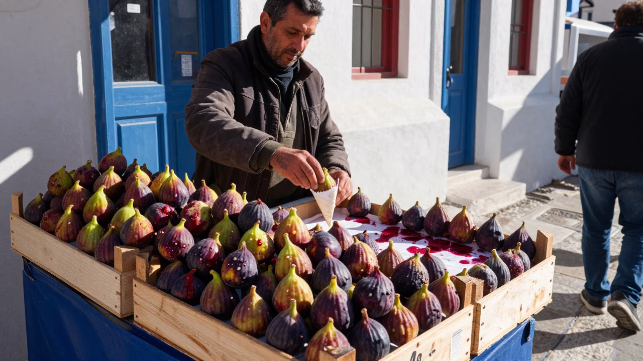 Arranging Figs in Athens in in Athens, Greece
