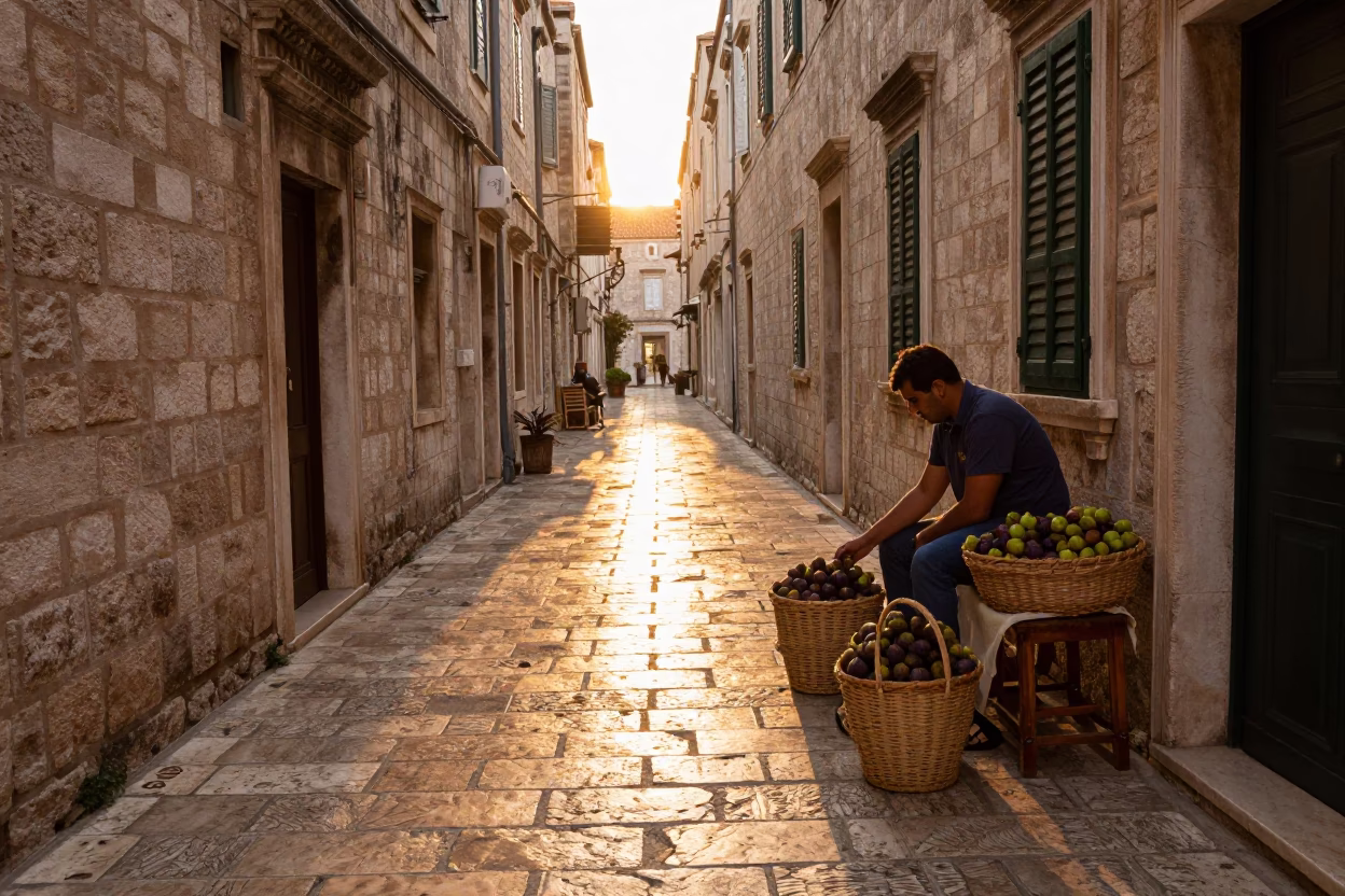 Arranging Figs in Dubrovnik in in Dubrovnik, Croatia