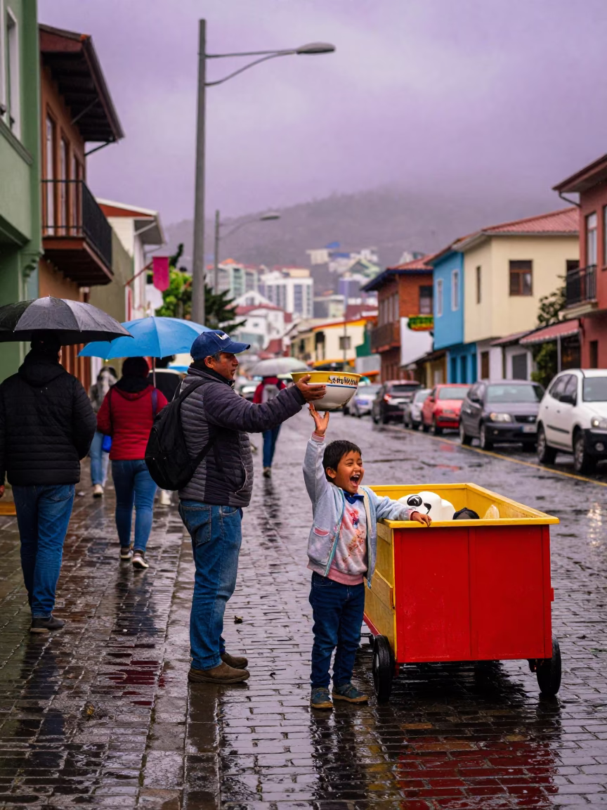 Arranging Floats in Valparaiso in in Valparaiso, Chile