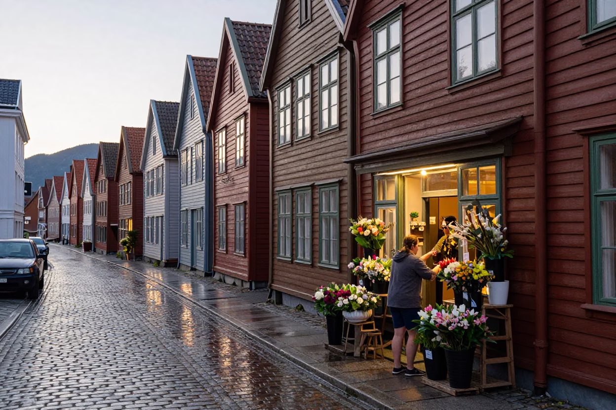 Arranging Flowers in Bergen in in Bergen, Norway