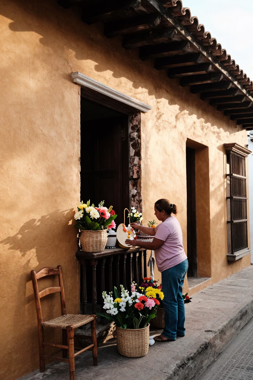 Arranging Flowers in Cartagena in in Cartagena, Colombia