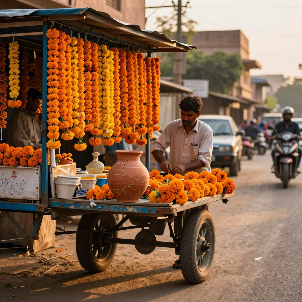 Arranging Flowers in Jaipur in in Jaipur, India