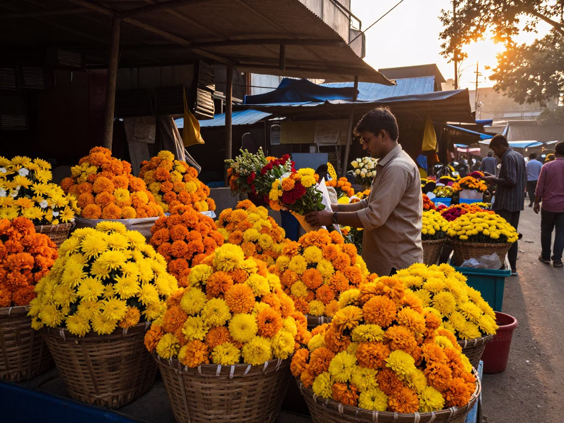 Arranging Flowers in Kolkata in in Kolkata, India