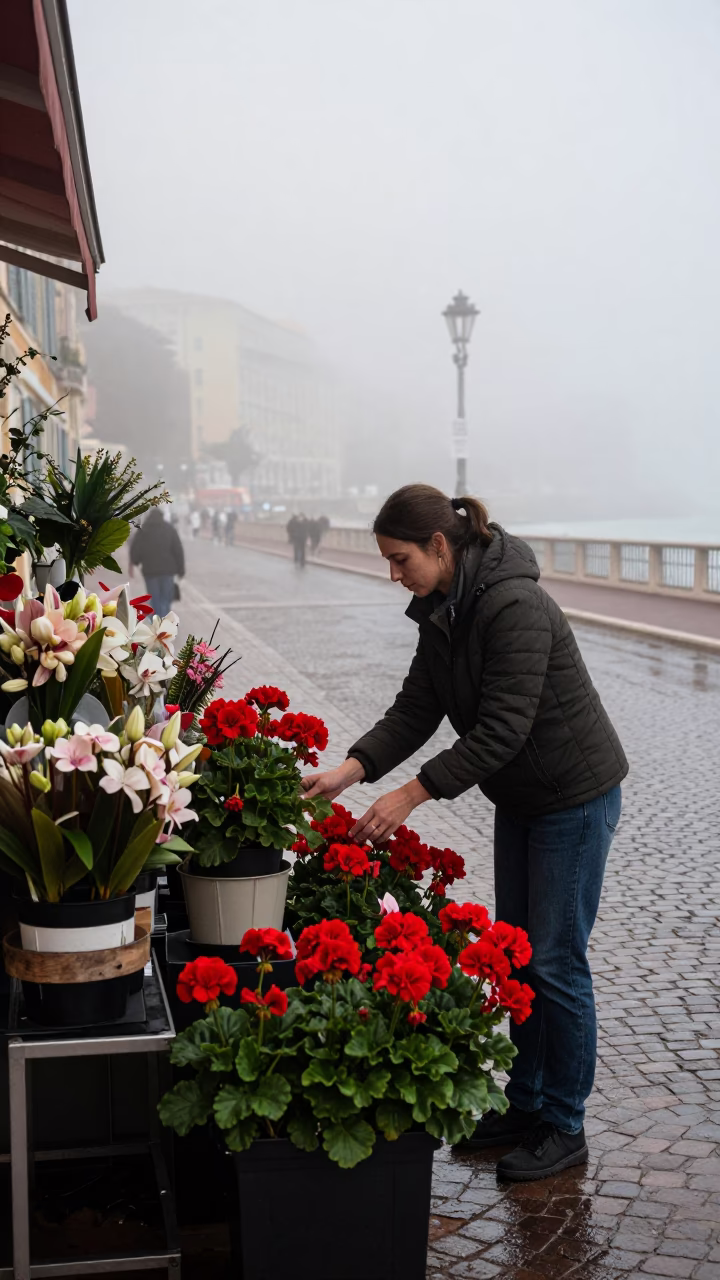 Arranging Flowers in Nice in in Nice, France