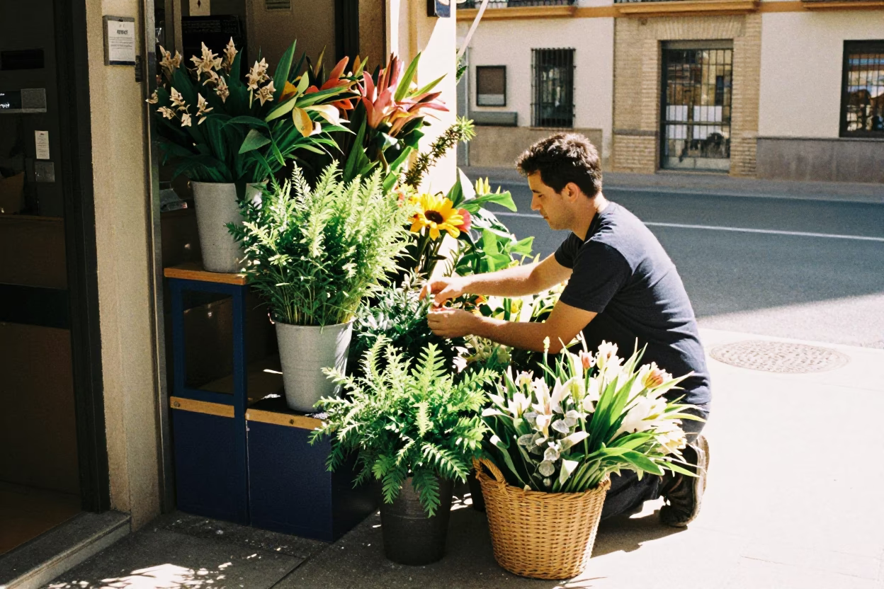 Arranging Flowers in Valencia in in Valencia, Spain