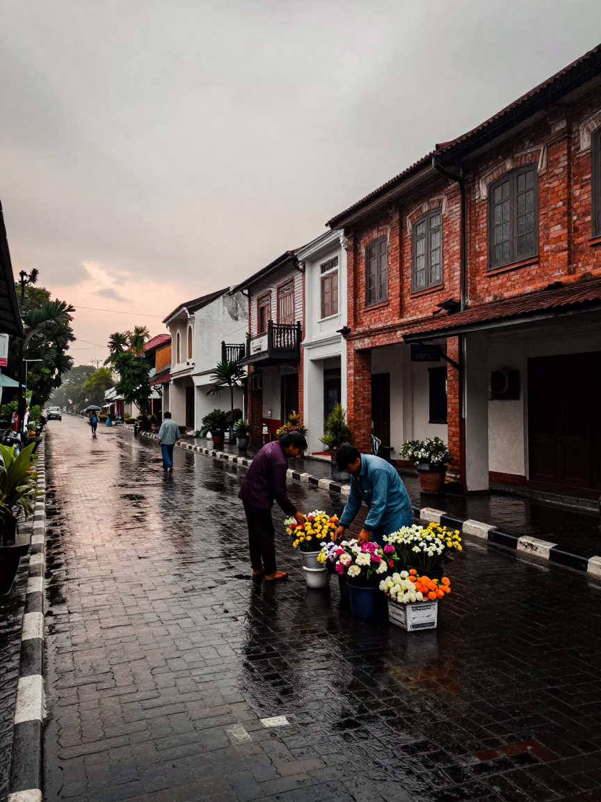 Arranging Flowers in Yogyakarta in in Yogyakarta, Indonesia