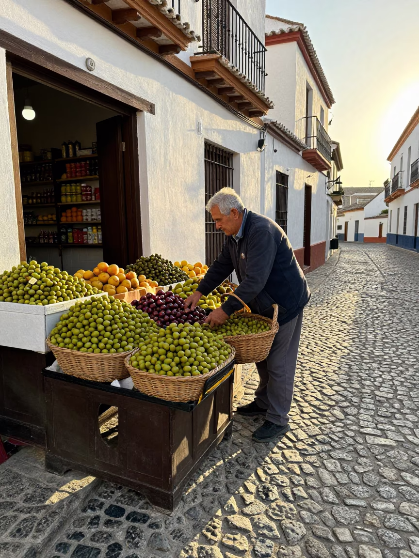 Arranging Fruit in Granada in in Granada, Spain