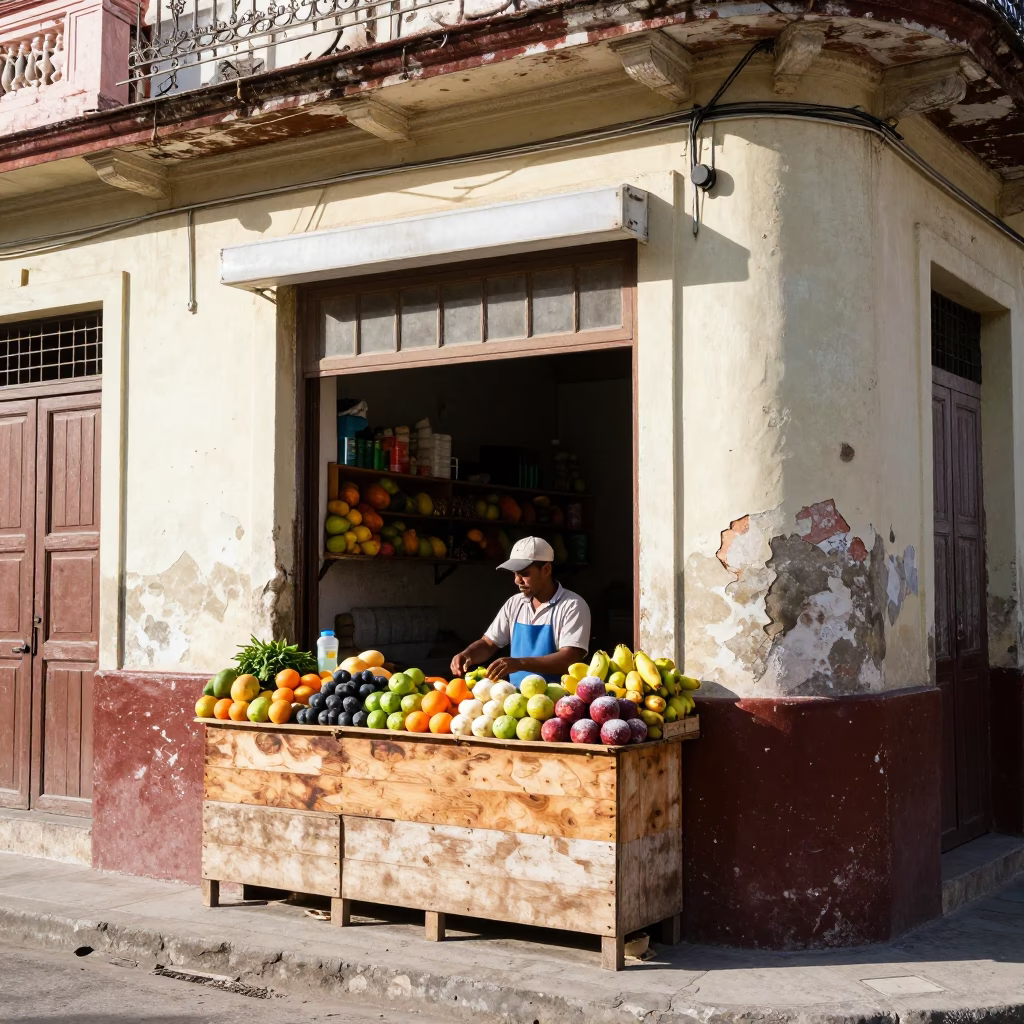 Arranging Fruit in Havana in in Havana, Cuba