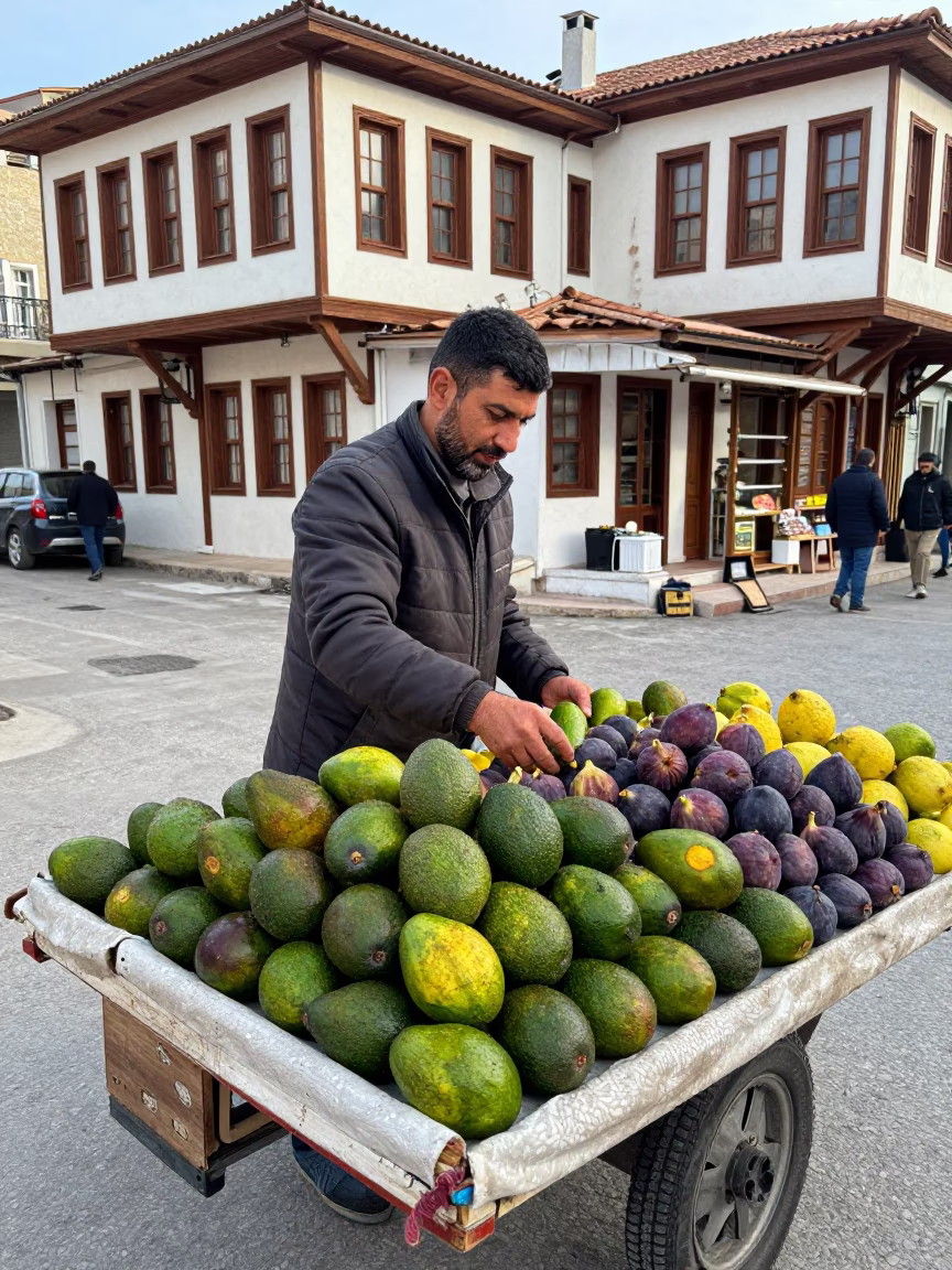 Arranging Fruit in Izmir in in Izmir, Turkey