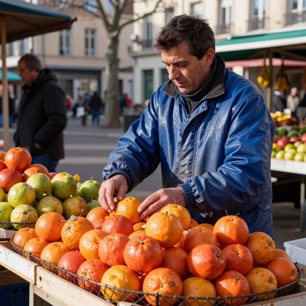 Arranging Fruit in Lyon in in Lyon, France