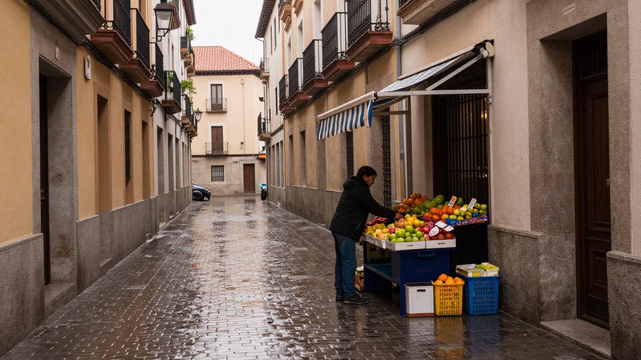 Arranging Fruit in Madrid in in Madrid, Spain