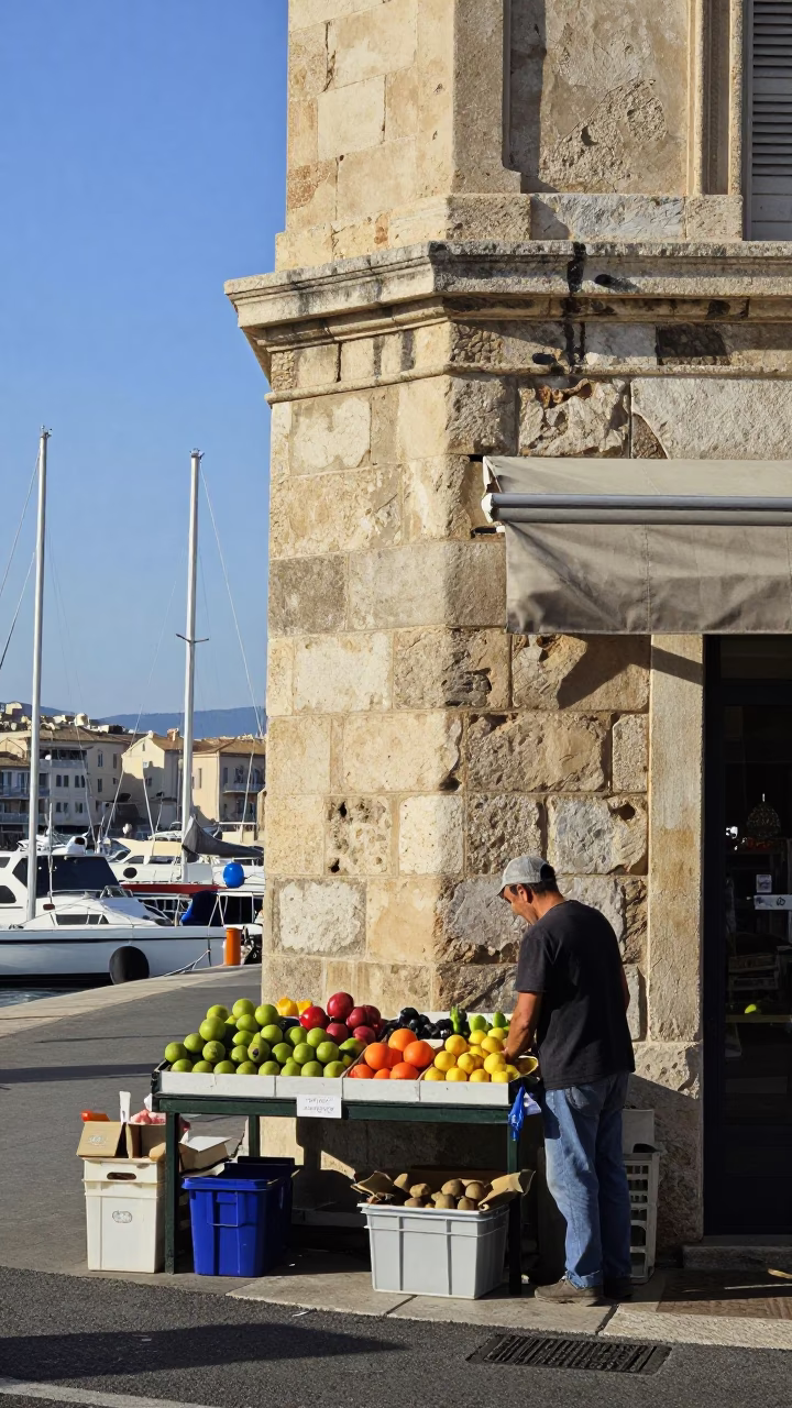 Arranging Fruit in Marseille in in Marseille, France