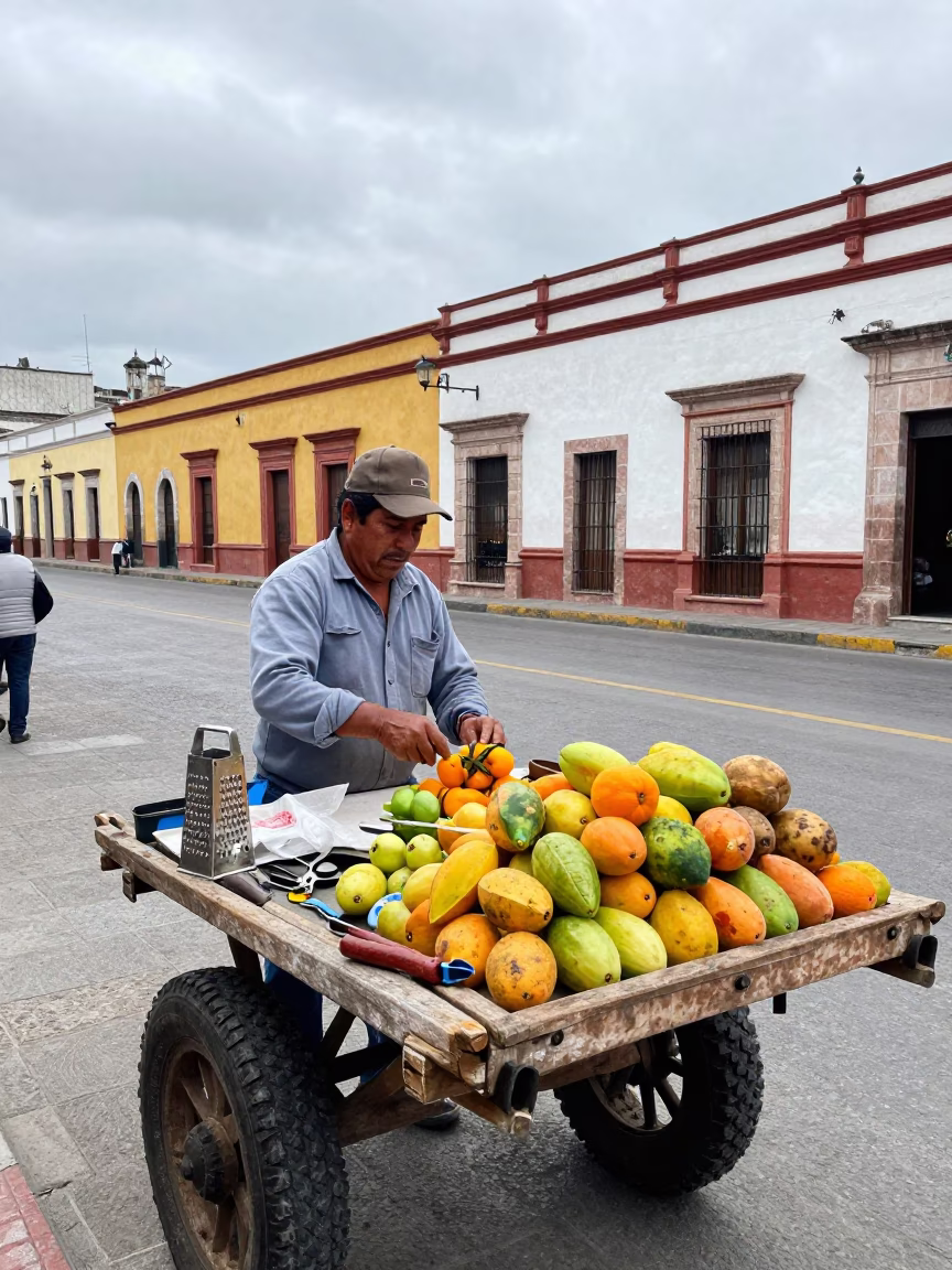 Arranging Fruit in Merida in in Merida, Mexico