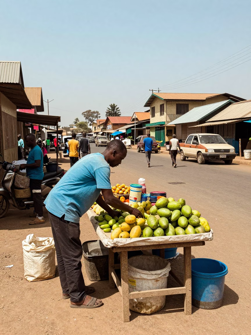 Arranging Fruit in Nairobi in in Nairobi, Kenya
