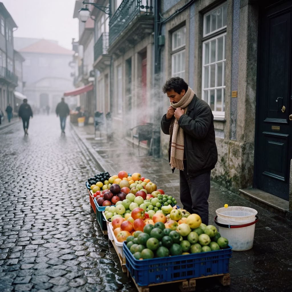 Arranging Fruit in Porto in in Porto, Portugal