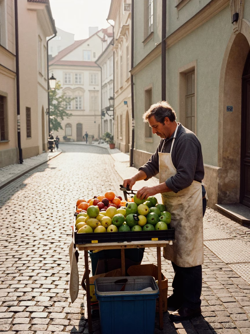 Arranging Fruit in Prague in in Prague, Czech Republic
