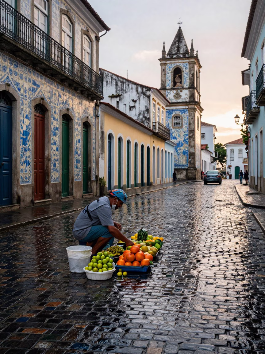 Arranging Fruit in Salvador in in Salvador, Brazil