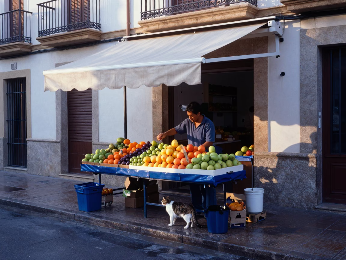 Arranging Fruit in Valencia in in Valencia, Spain