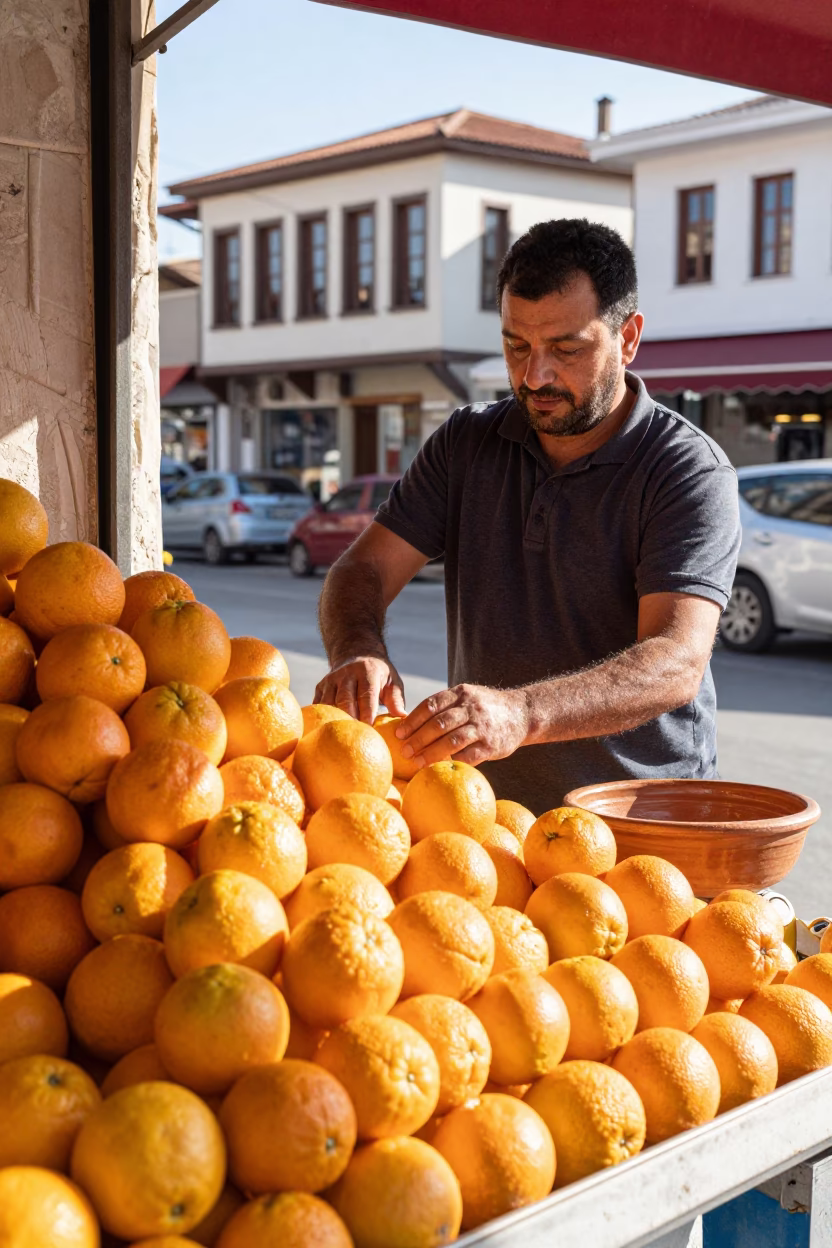 Arranging Fruits in Izmir in in Izmir, Turkey