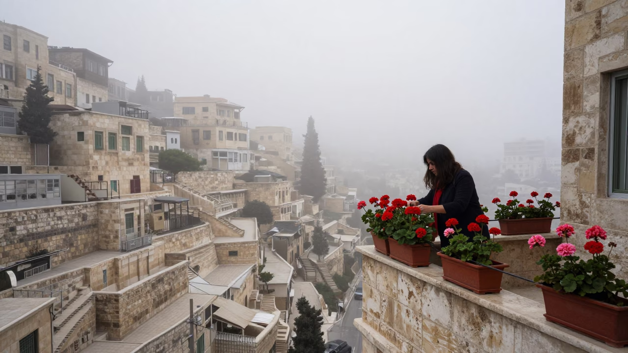 Arranging Geraniums in Amman in in Amman, Jordan