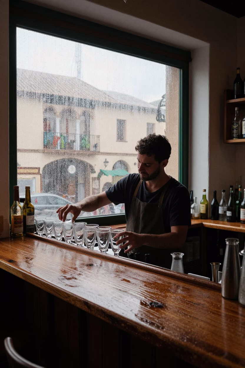 Arranging Glasses in Granada in in Granada, Spain