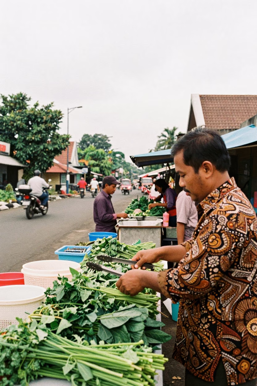 Arranging Greens in Yogyakarta in in Yogyakarta, Indonesia