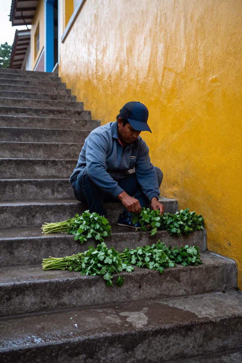 Arranging Herbs in Medellin in in Medellin, Colombia