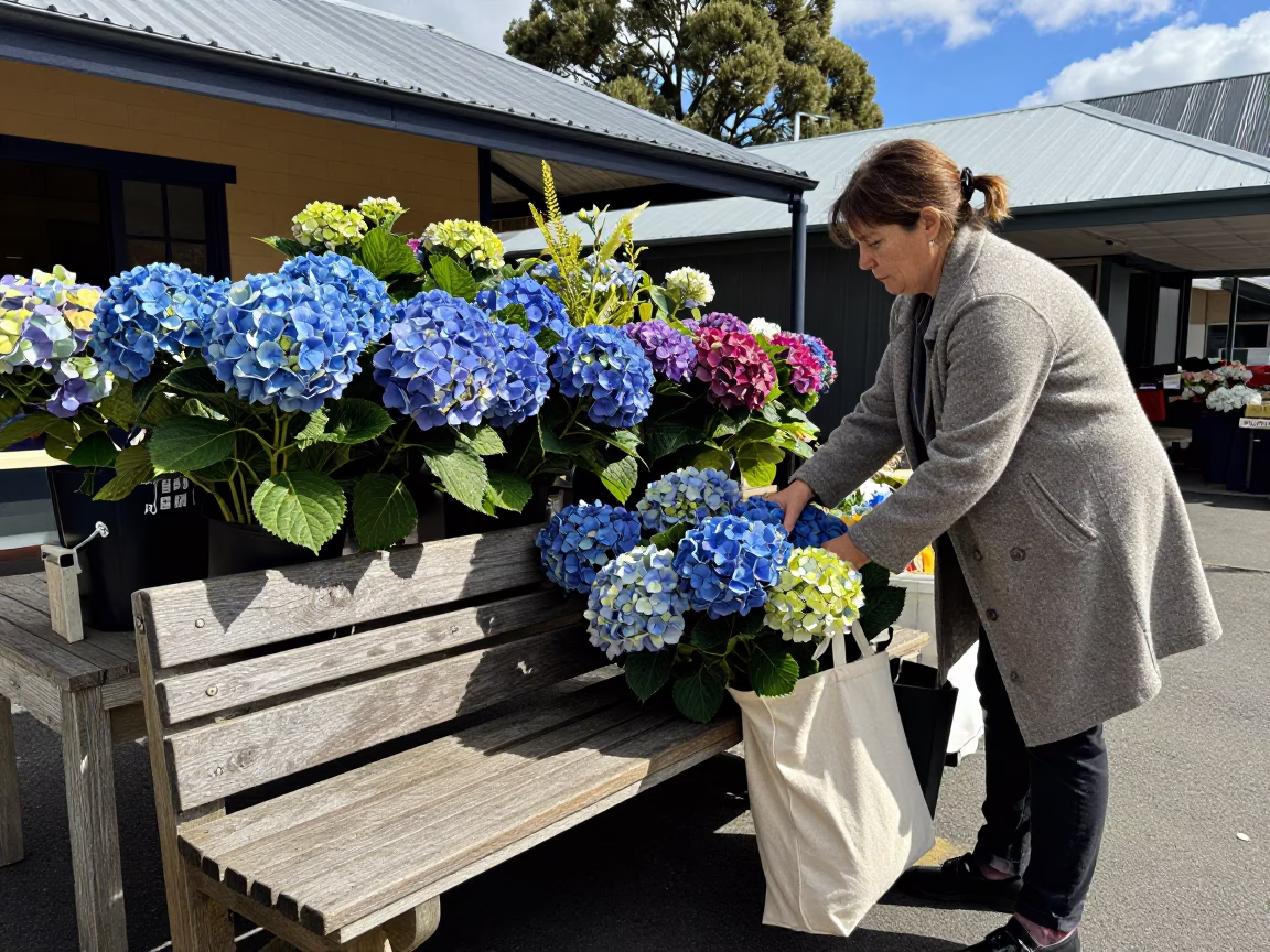 Arranging Hydrangeas in Hobart in in Hobart, Tasmania, Australia
