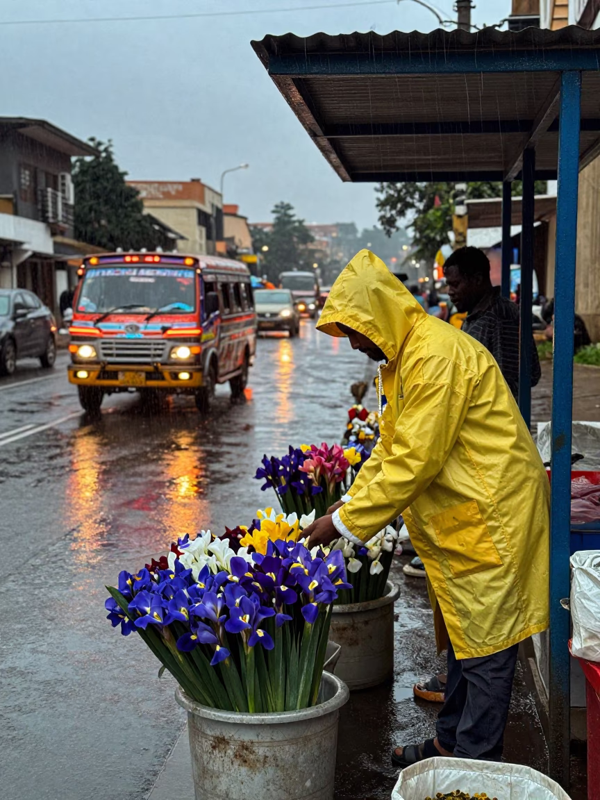 Arranging Irises in Nairobi in in Nairobi, Kenya