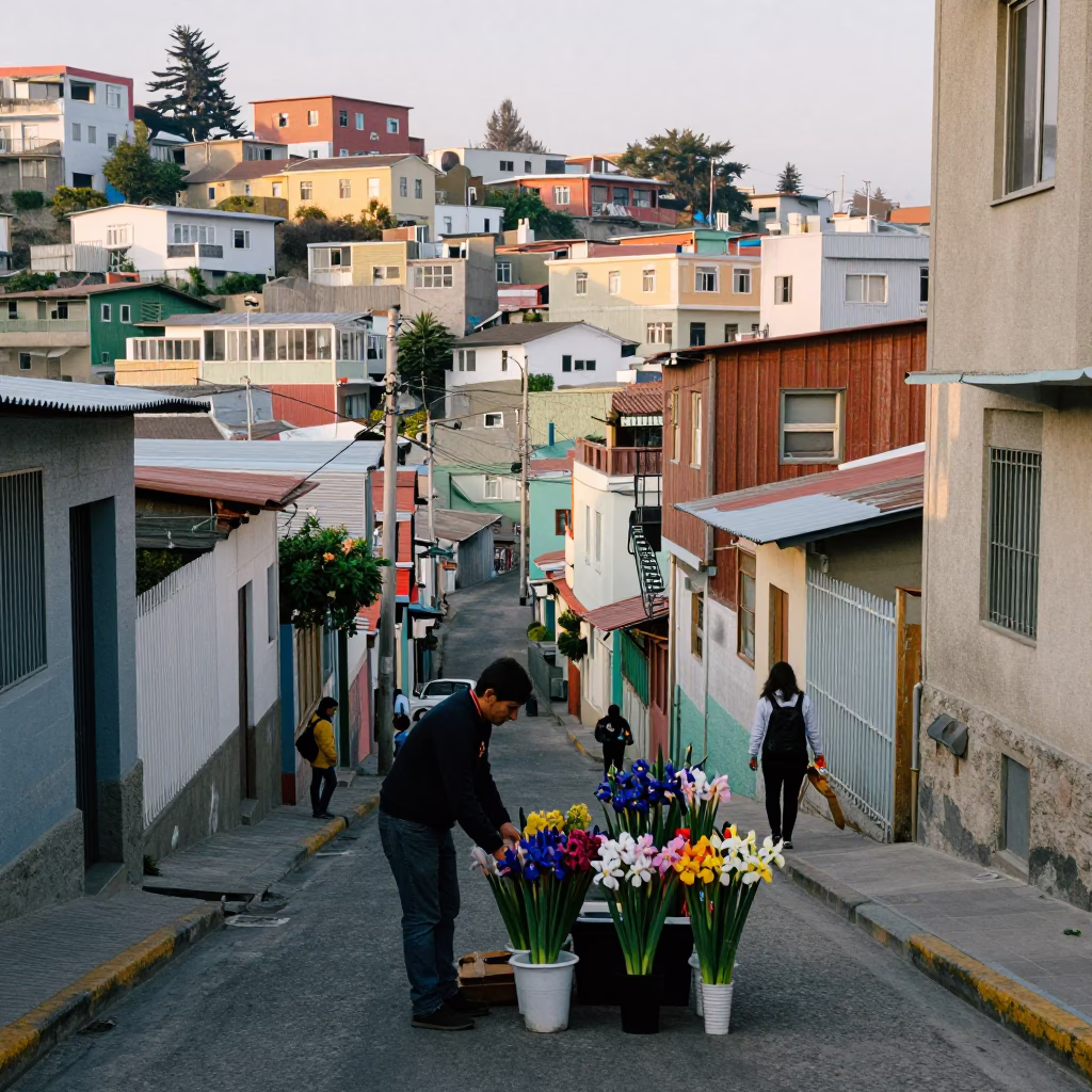 Arranging Irises in Valparaiso in in Valparaiso, Chile