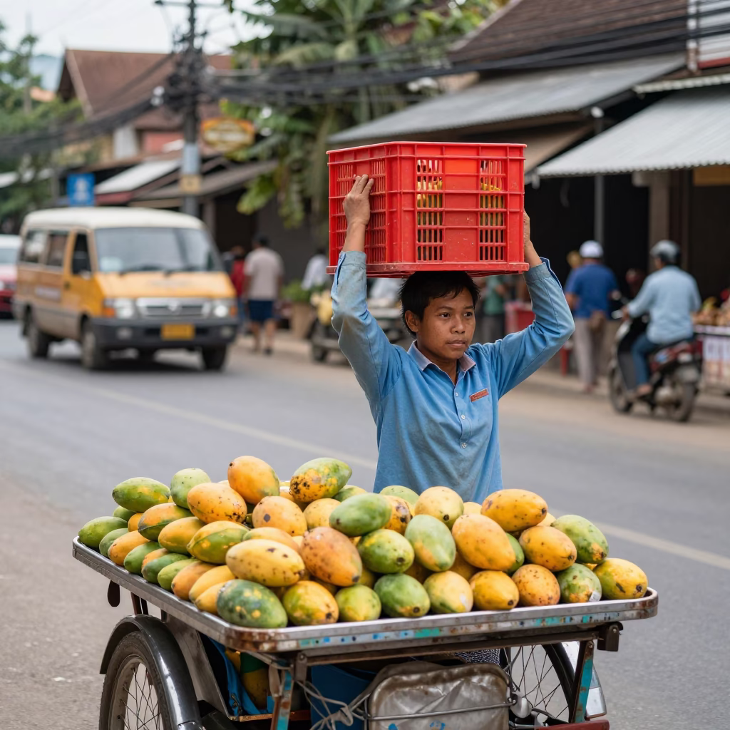 Arranging Mangoes in Chiang Mai in in Chiang Mai, Thailand