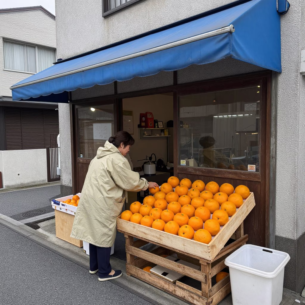 Arranging Mikan in Osaka in in Osaka, Japan
